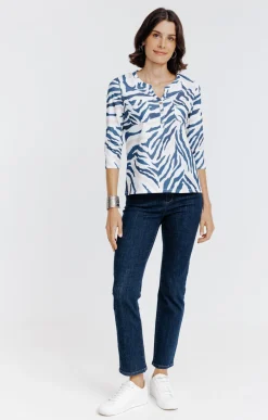 Tee-shirt col mao imprimé -
