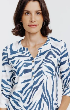 Tee-shirt col mao imprimé -