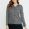 TEE-SHIRT COL POLO IMPRIME POIS BICOLOR -