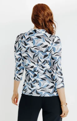 TEE-SHIRT COL POLO IMPRIME GEOMETRIQUE -