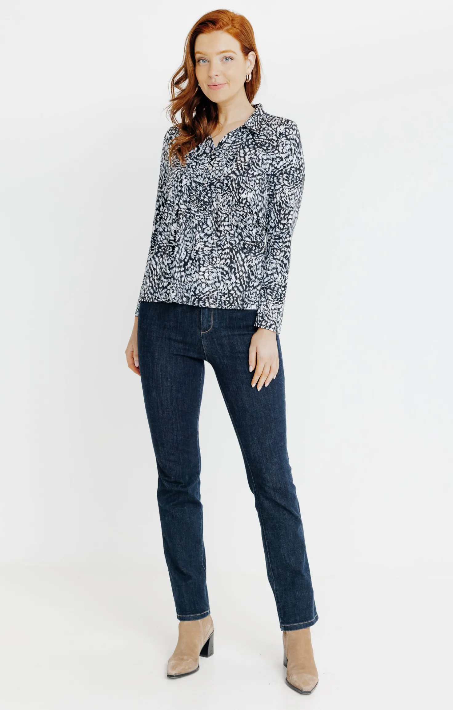 TEE-SHIRT COL POLO IMPRIME PEAU DE BETE -