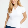 Tee-shirt col polo strass -