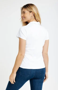 Tee-shirt col polo strass -