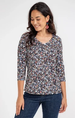 TEE-SHIRT COL ROND AVEC PLI IMPRIME -