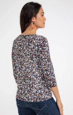 TEE-SHIRT COL ROND AVEC PLI IMPRIME -