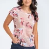 Tee-shirt col rond imprimé placé -