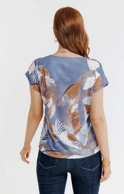 Tee-shirt col rond imprimé placé -