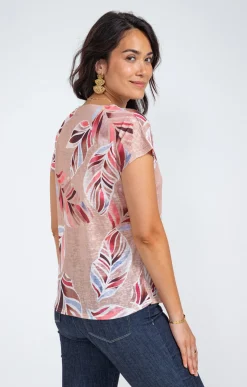 Tee-shirt col rond imprimé placé -