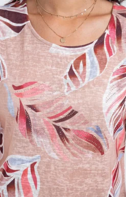 Tee-shirt col rond imprimé placé -