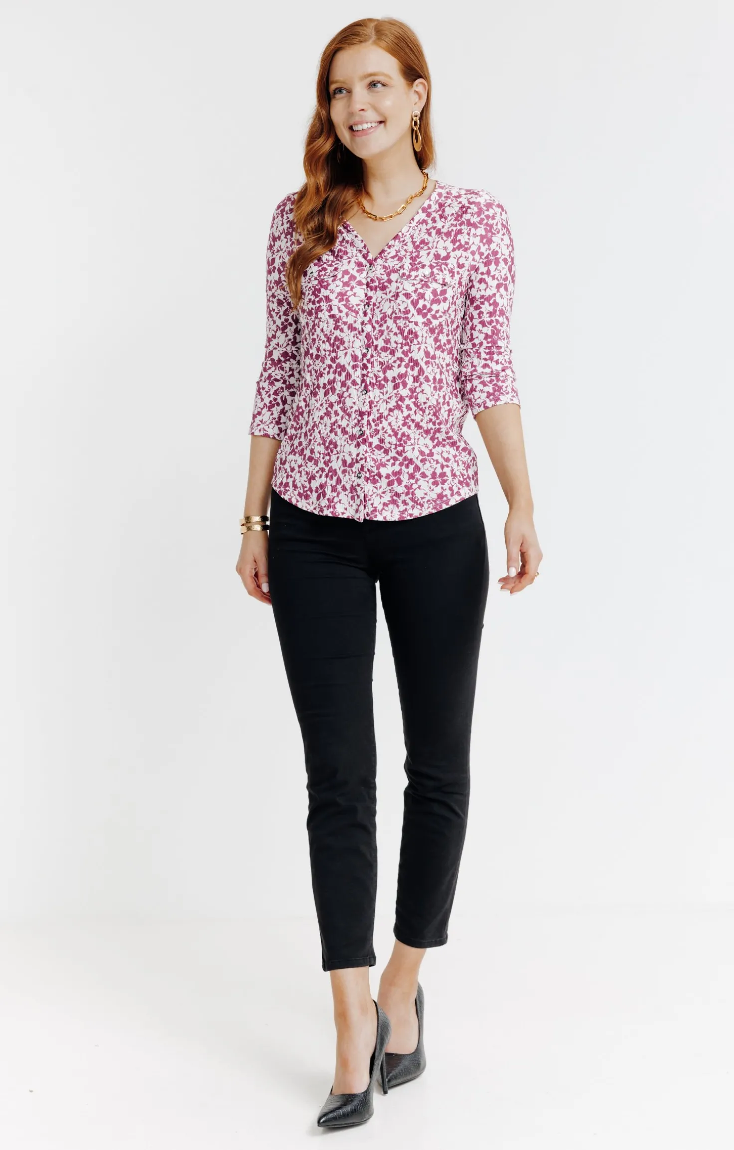 Tee-shirt col V imprimé -