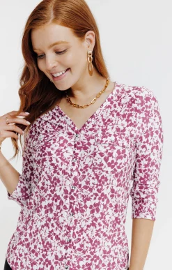 Tee-shirt col V imprimé -