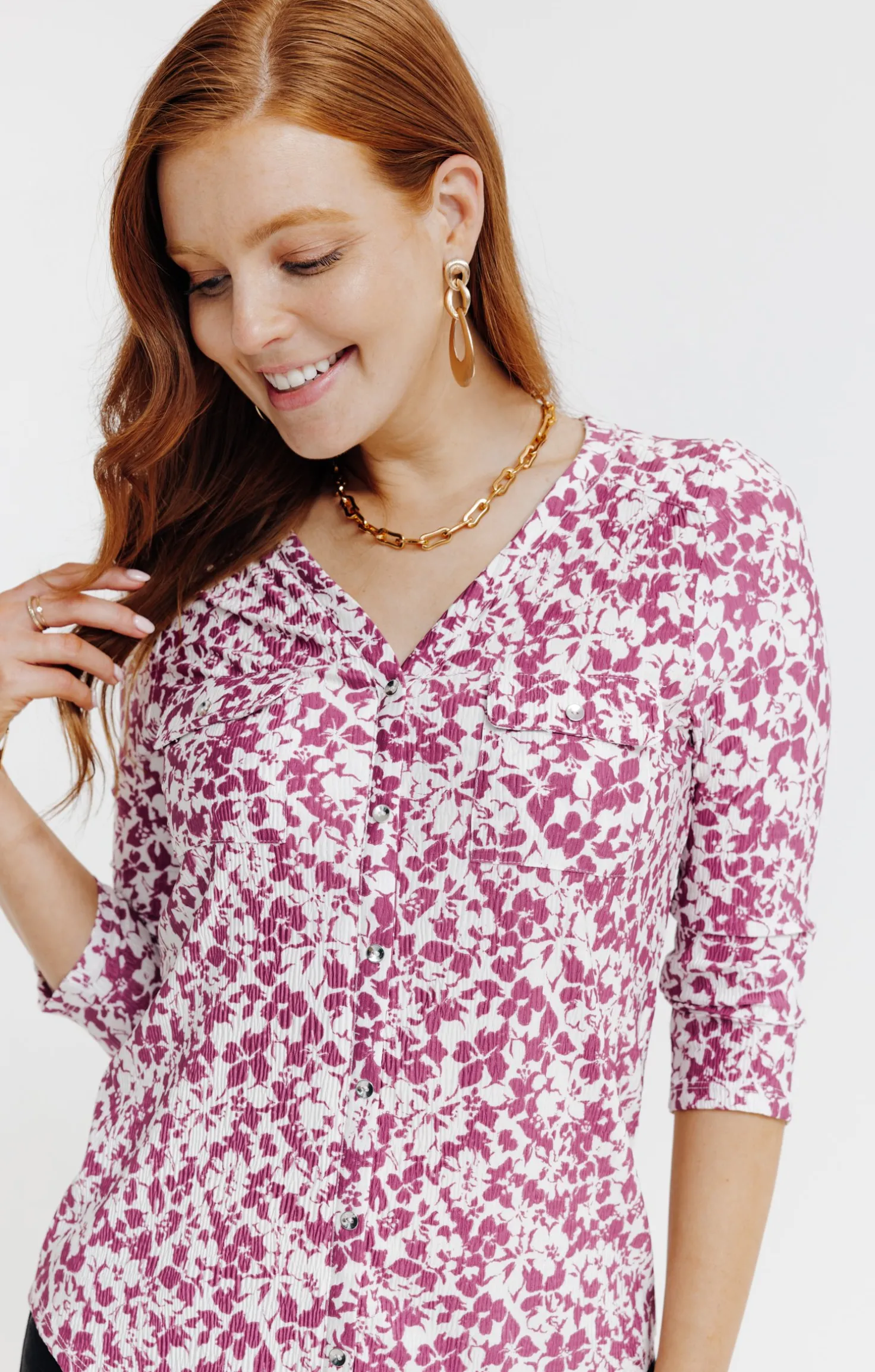 Tee-shirt col V imprimé -