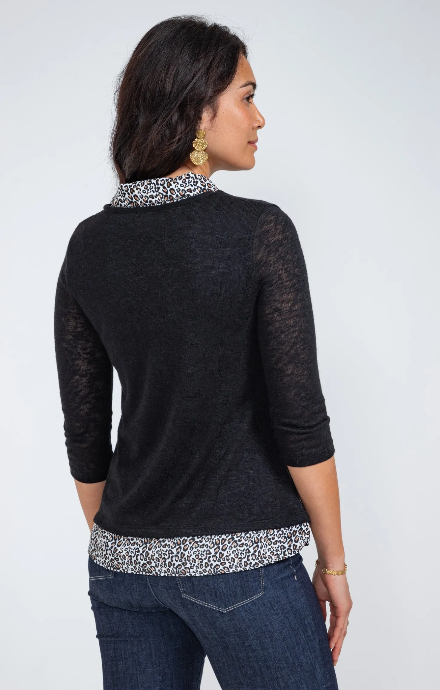 Tee-shirt 2-en-1 col chemise -
