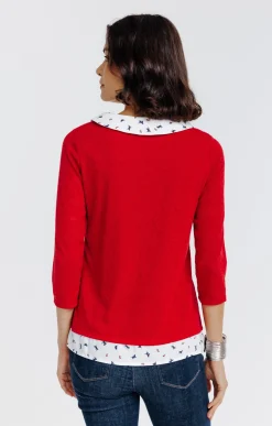 Tee-shirt 2-en-1 col chemise -