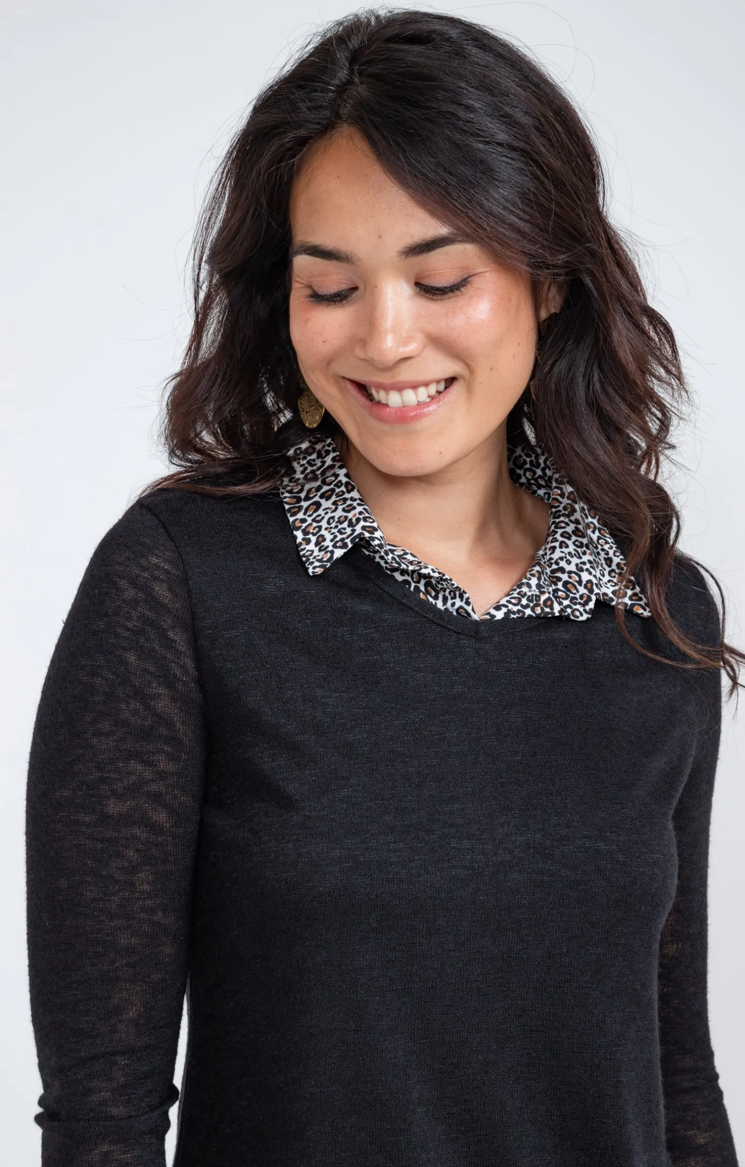 Tee-shirt 2-en-1 col chemise -