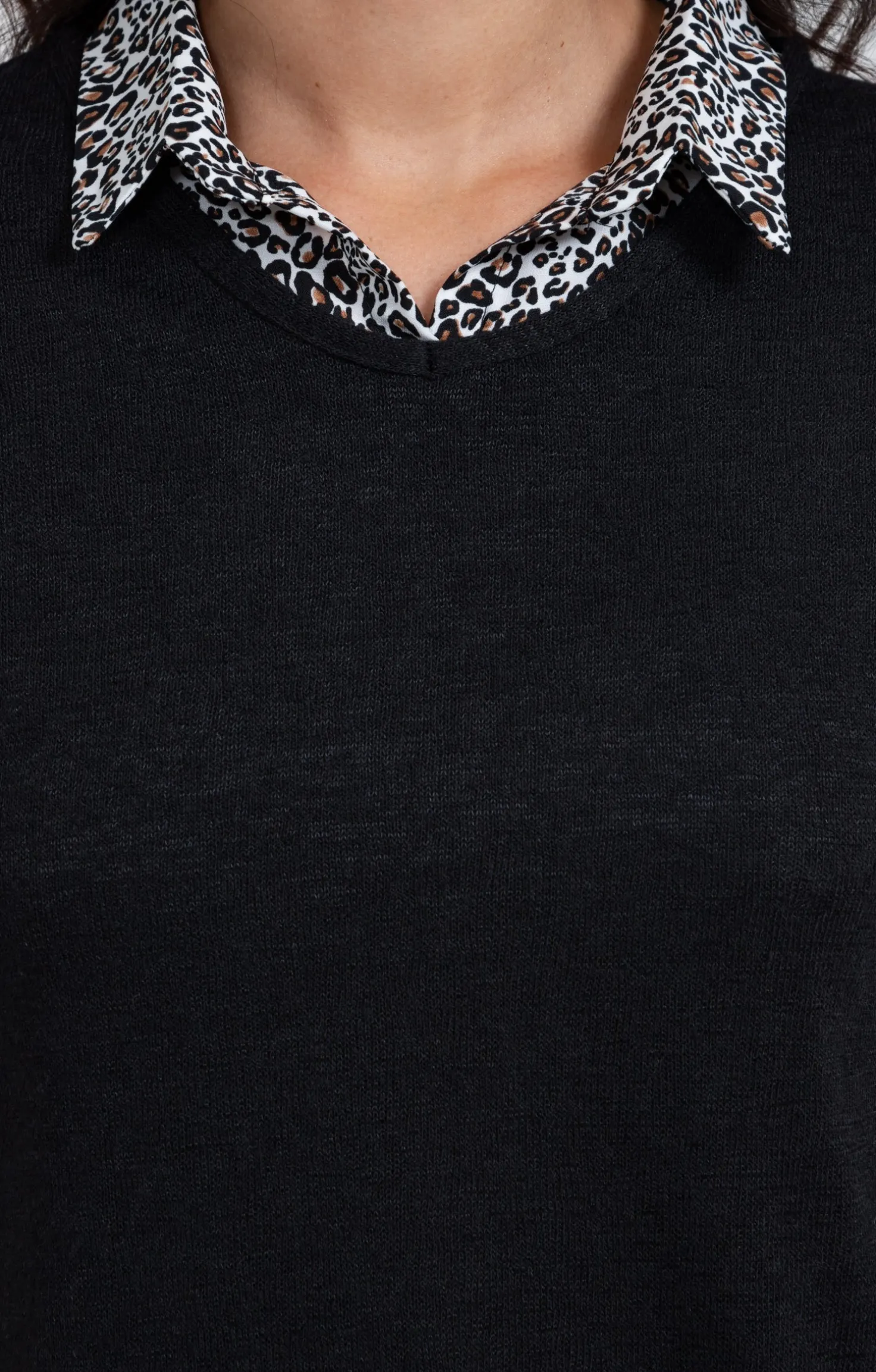 Tee-shirt 2-en-1 col chemise -