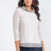 Tee-shirt 2-en-1 col chemise imprimée -
