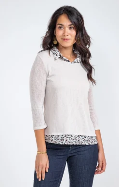 Tee-shirt 2-en-1 col chemise imprimée -