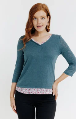 Tee-shirt 2-en-1 col feston -
