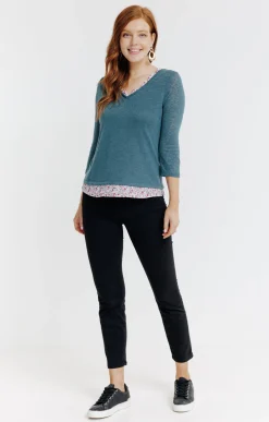 Tee-shirt 2-en-1 col feston -