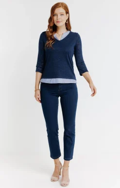 Tee-shirt 2-en-1 col mao -