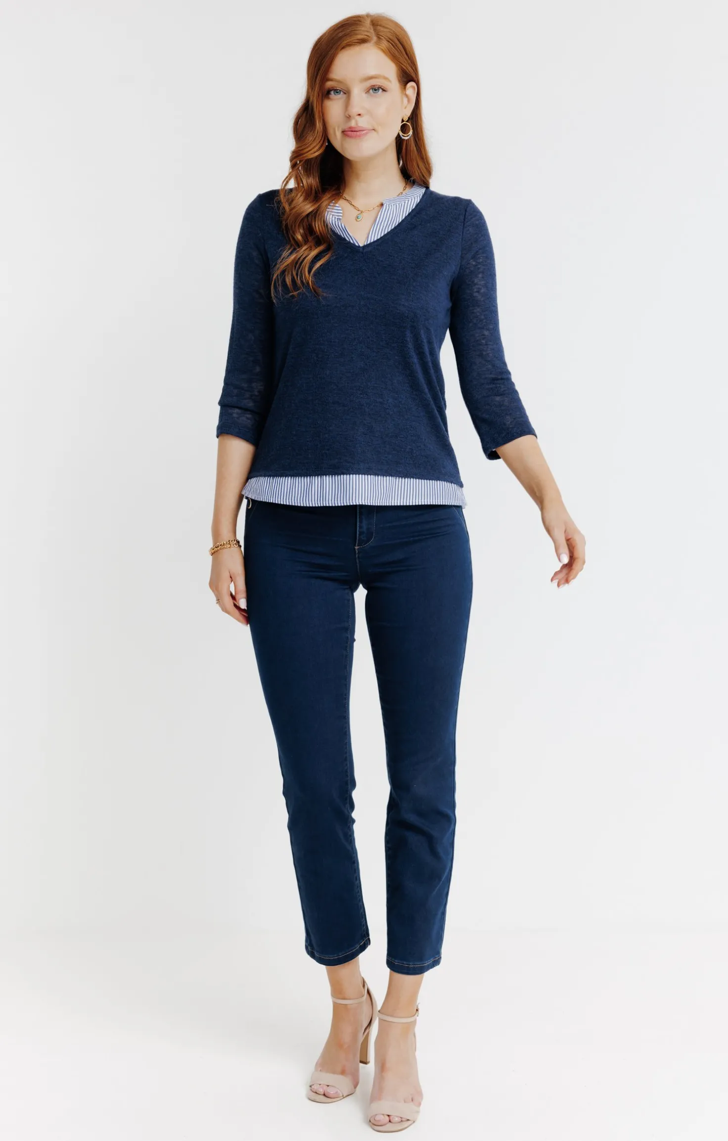 Tee-shirt 2-en-1 col mao -