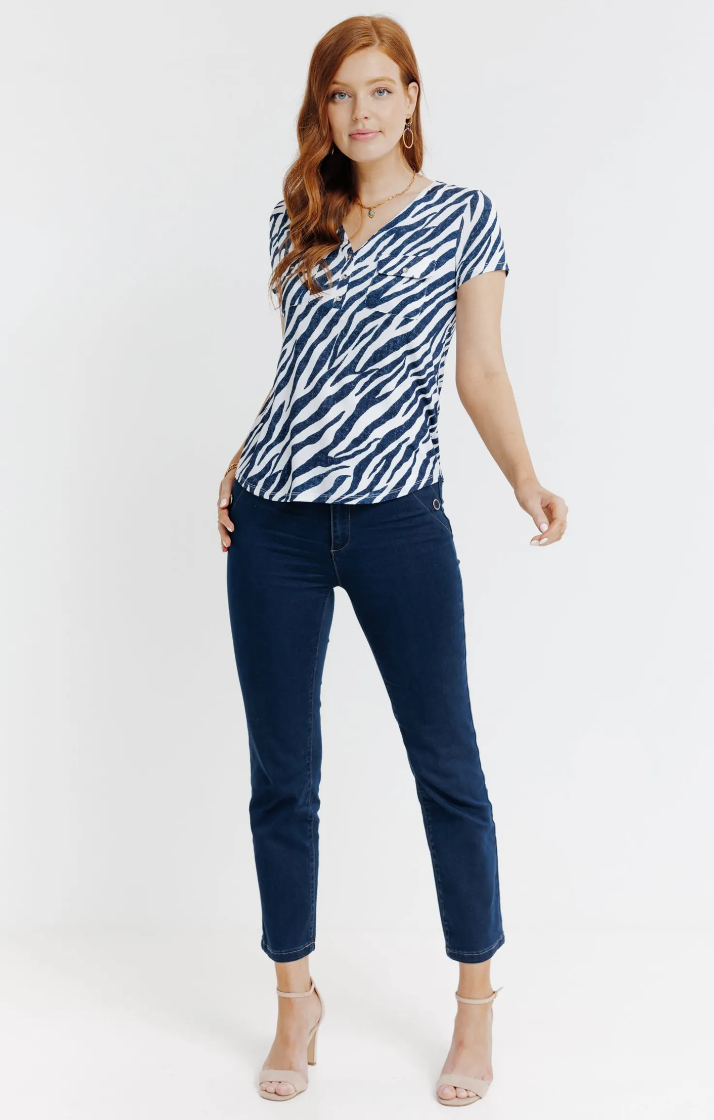 Tee-shirt imprimé col mao -