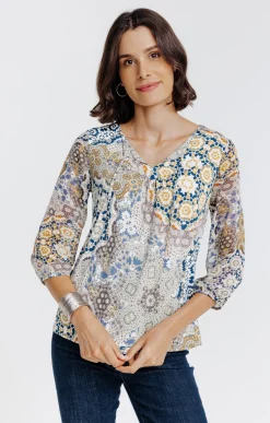 Tee-shirt imprimé col V -
