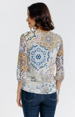 Tee-shirt imprimé col V -