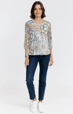 Tee-shirt imprimé col V -