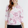 Tee-shirt imprimé feuillages manches 3/4 -