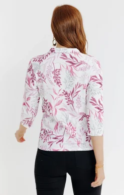 Tee-shirt imprimé feuillages manches 3/4 -