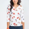 Tee-shirt imprimé floral col rond patte -