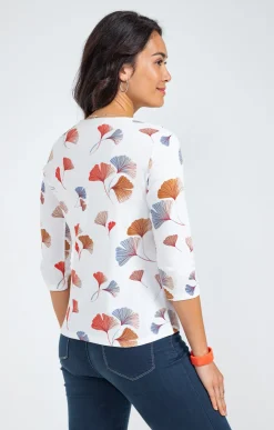 Tee-shirt imprimé floral col rond patte -