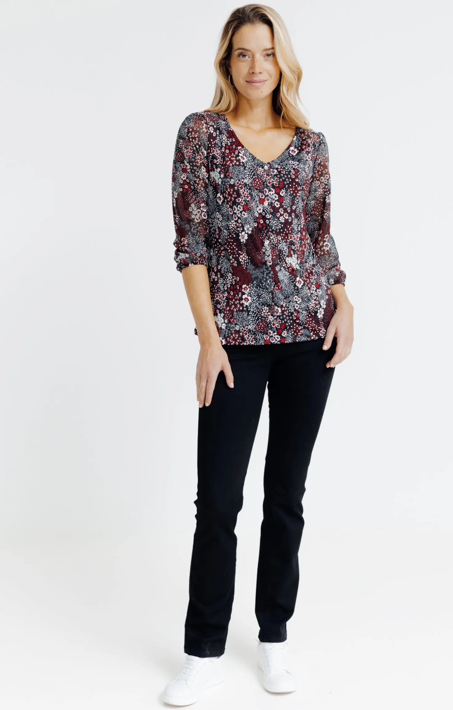 Tee-shirt imprimé manches 3/4 -