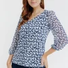 Tee-shirt mix matière imprimé fleurs -