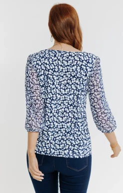 Tee-shirt mix matière imprimé fleurs -