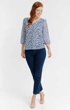 Tee-shirt mix matière imprimé fleurs -