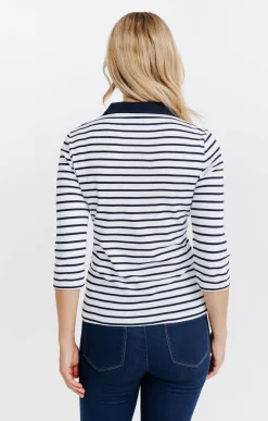 Tee-shirt rayures col chemise -
