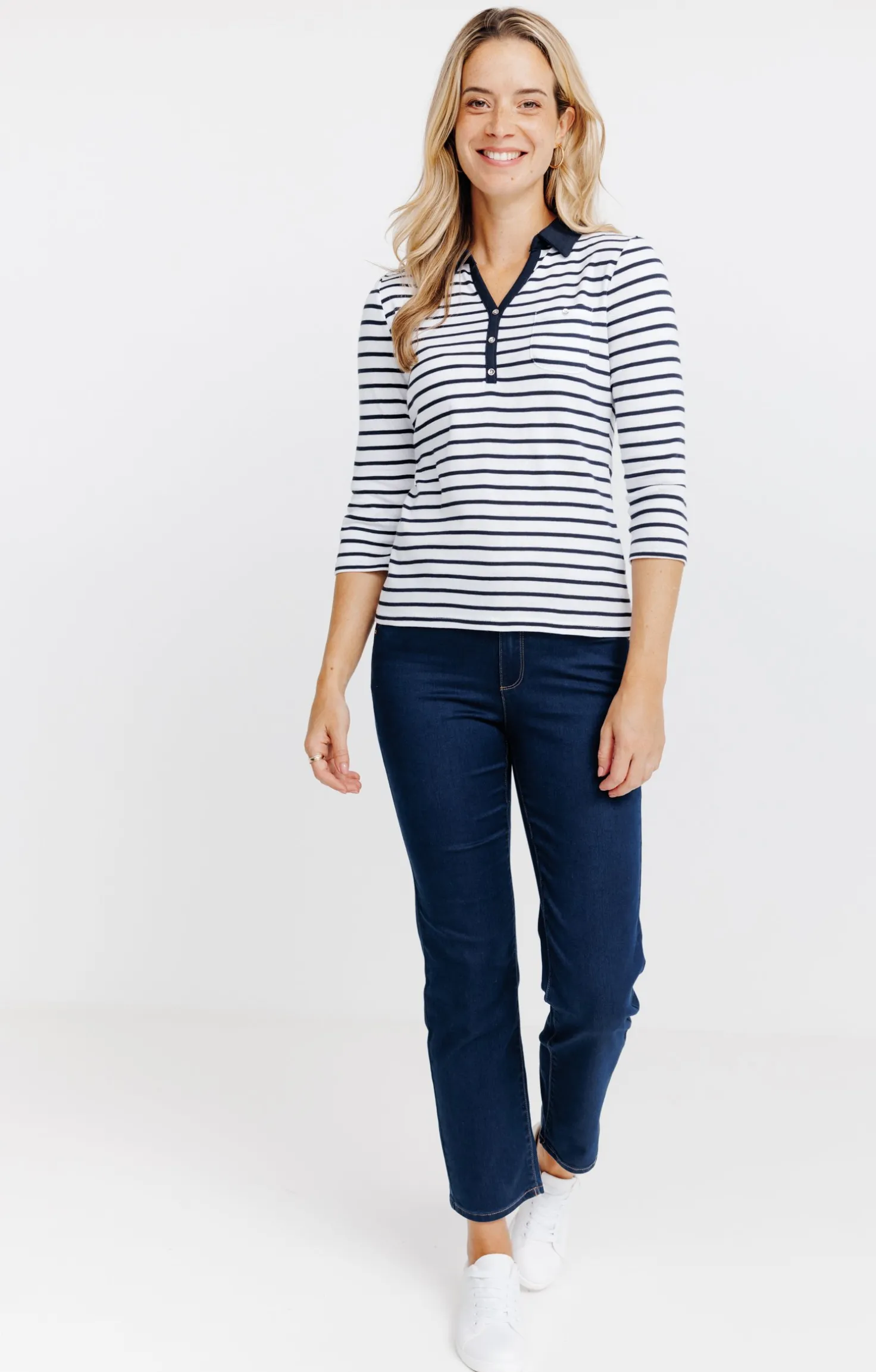 Tee-shirt rayures col chemise -