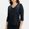 Tee-shirt strass col V -