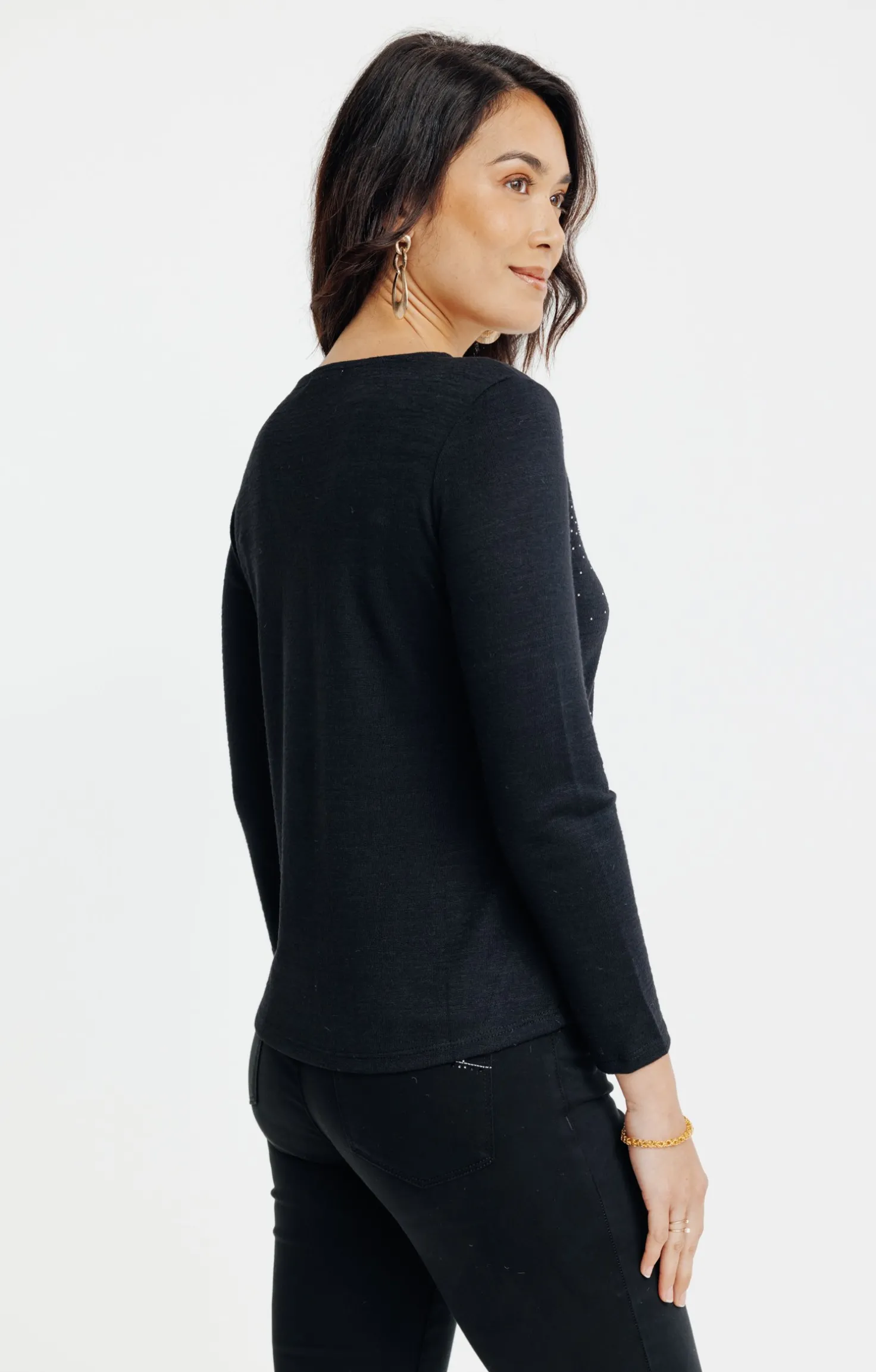 Tee-shirt strass col V -