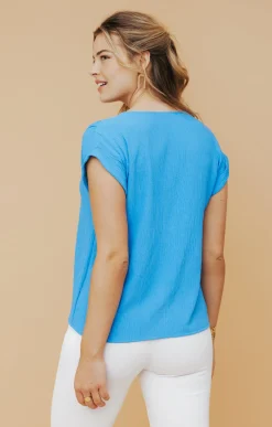 Tee-shirt été col V avec pli -