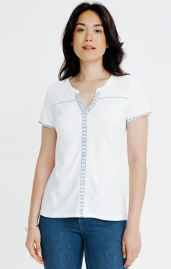 Tee-shirt été manches courtes broderie -