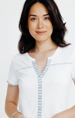 Tee-shirt été manches courtes broderie -