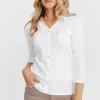 Tee-shirt uni col chemise -