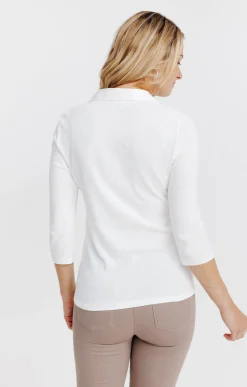 Tee-shirt uni col chemise -