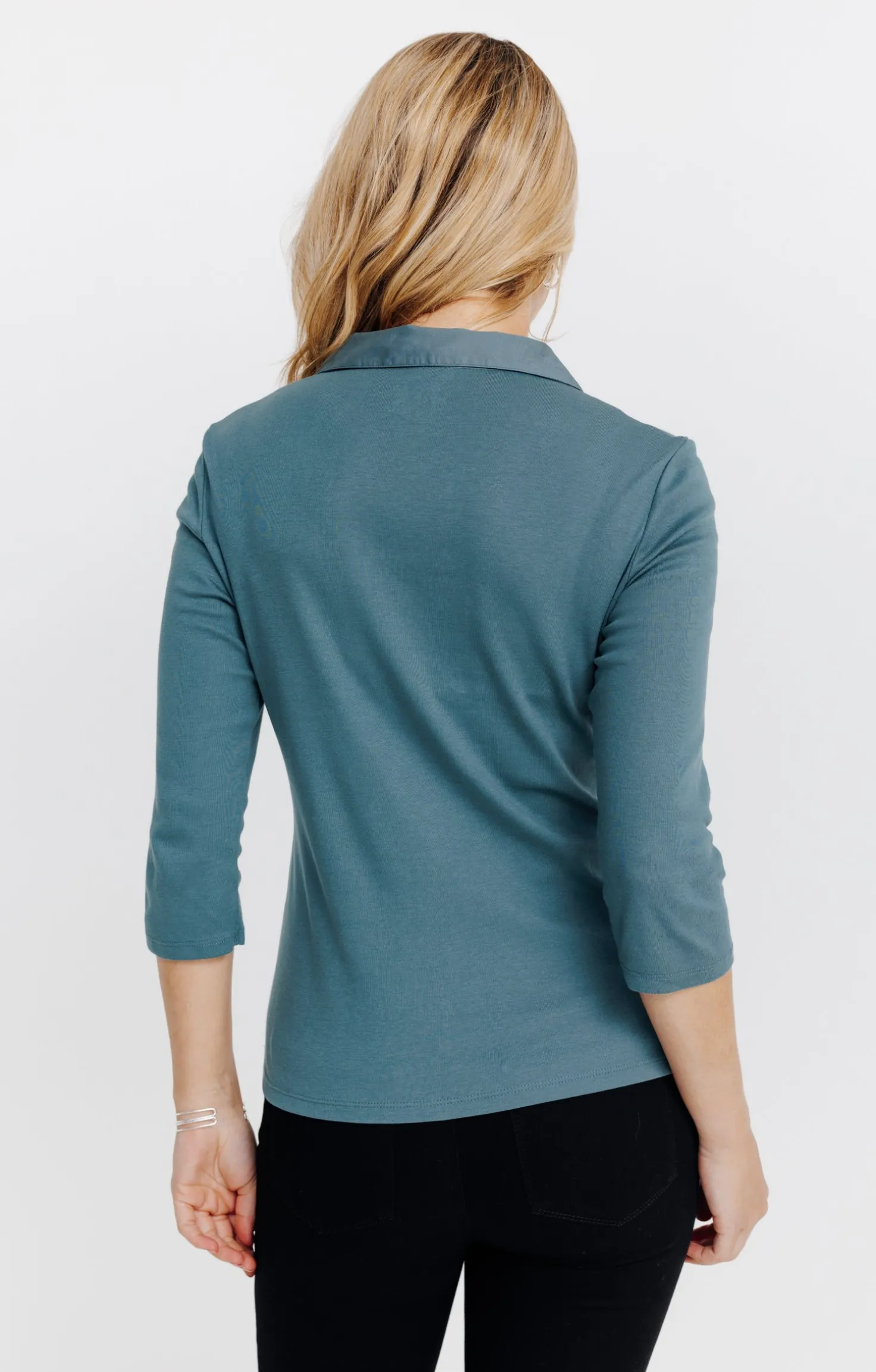 Tee-shirt uni col chemise -
