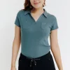 Tee-shirt uni col polo -