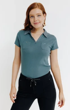 Tee-shirt uni col polo -